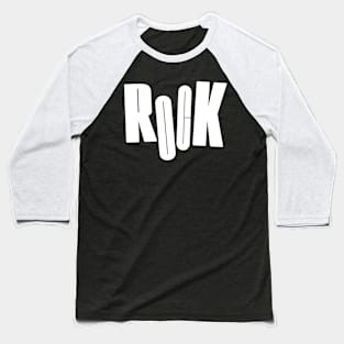 rock typography logo Baseball T-Shirt